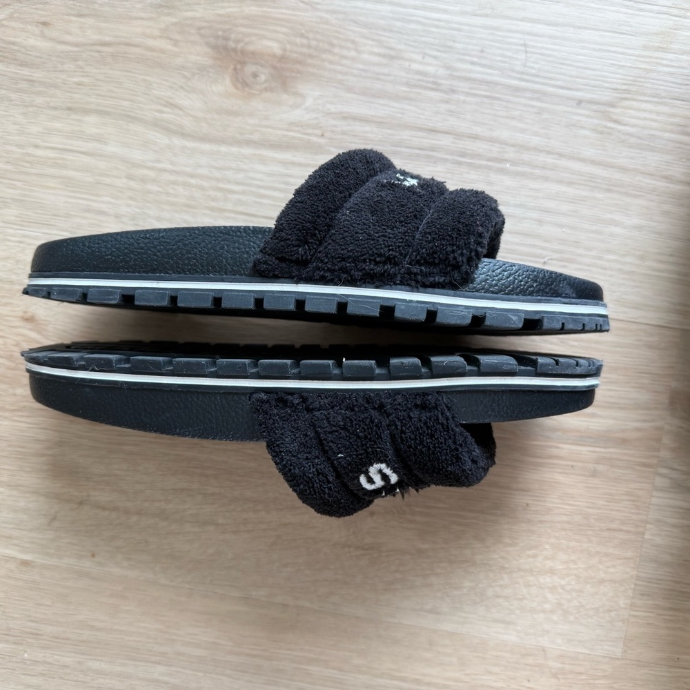 Marc Jacobs The Slides Terry Slides Fuzzy Teddy Sz 7 Black/White - Picture 5 of 5